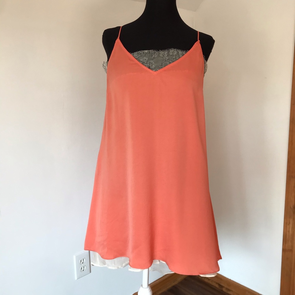 Before You Orange Layer Slip Dress Size M